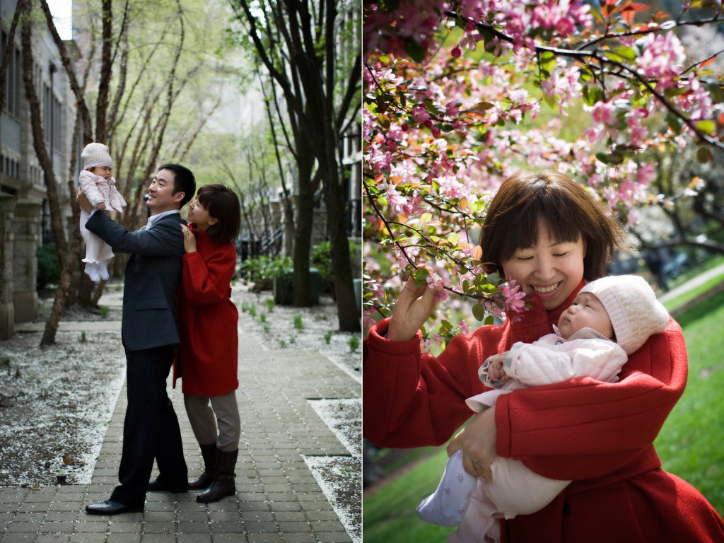 100 day celebratory photos of a newborn in Chicago's Gold Coast