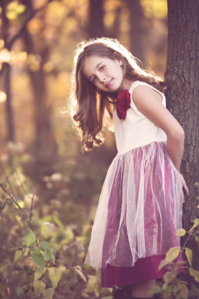 Girl photographed in forest in suburban Chicago by Marmalade Photography