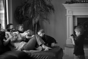 Photo of a family at home in plainfield illinois by marmalade photography